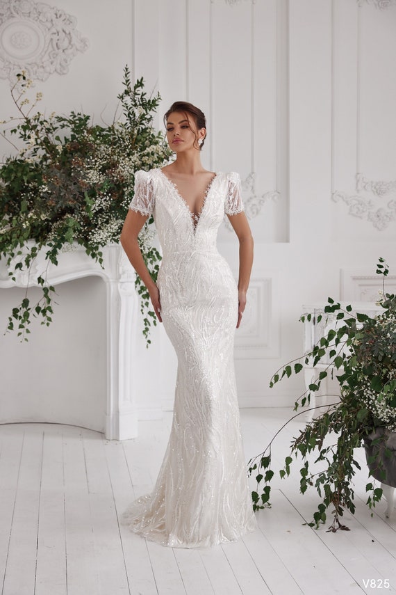 Elegant Wedding Dress With a Sophisticated Bodice Design. 3D