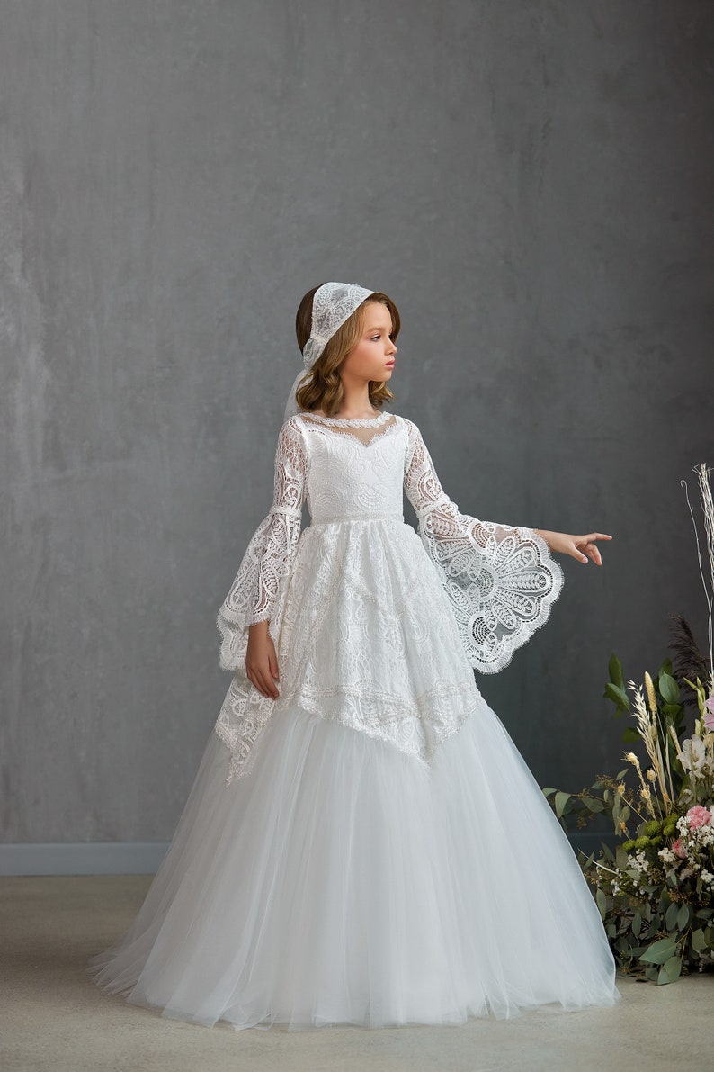 Tiered with Lace Communion Dress