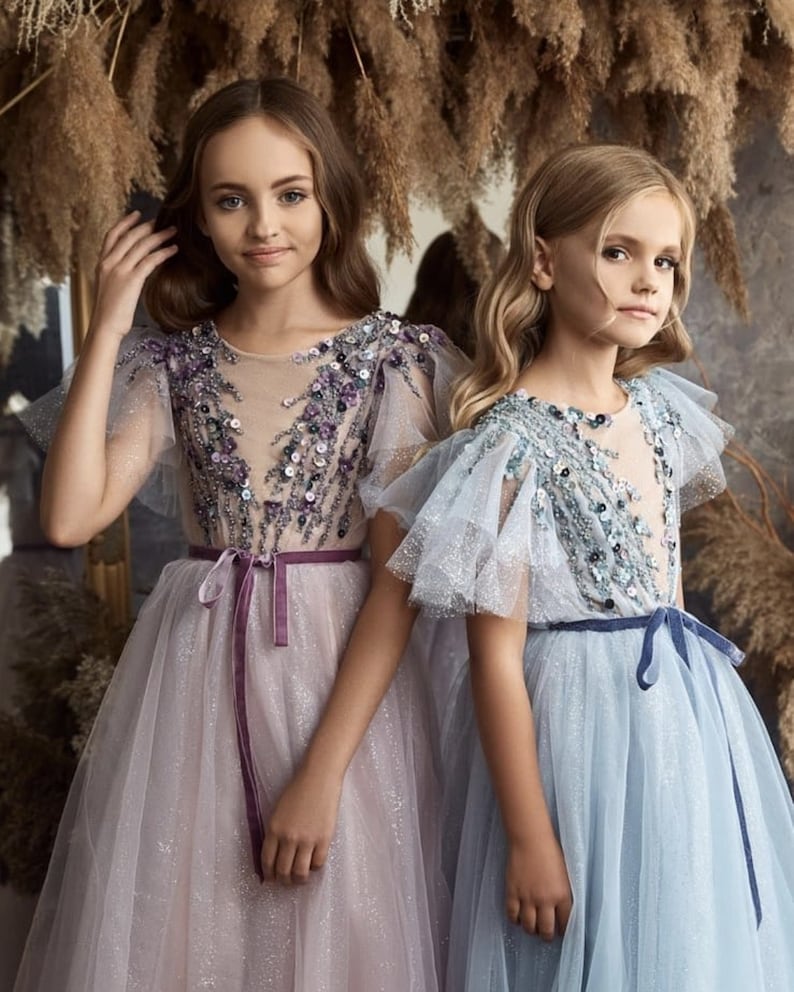 WOW Style Shining Tulle Dress. Sky Blue Glitter Dress With 3D - Etsy