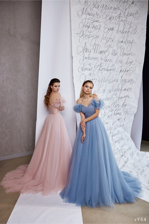 Sky blue and store pink dress