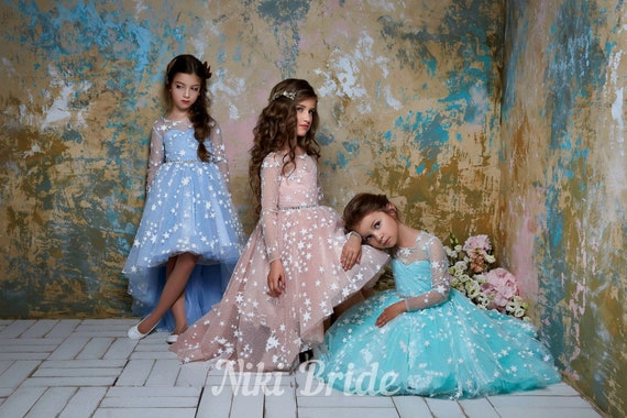 Dress of the Little Princess. Glitter Dress in Shining Stars
