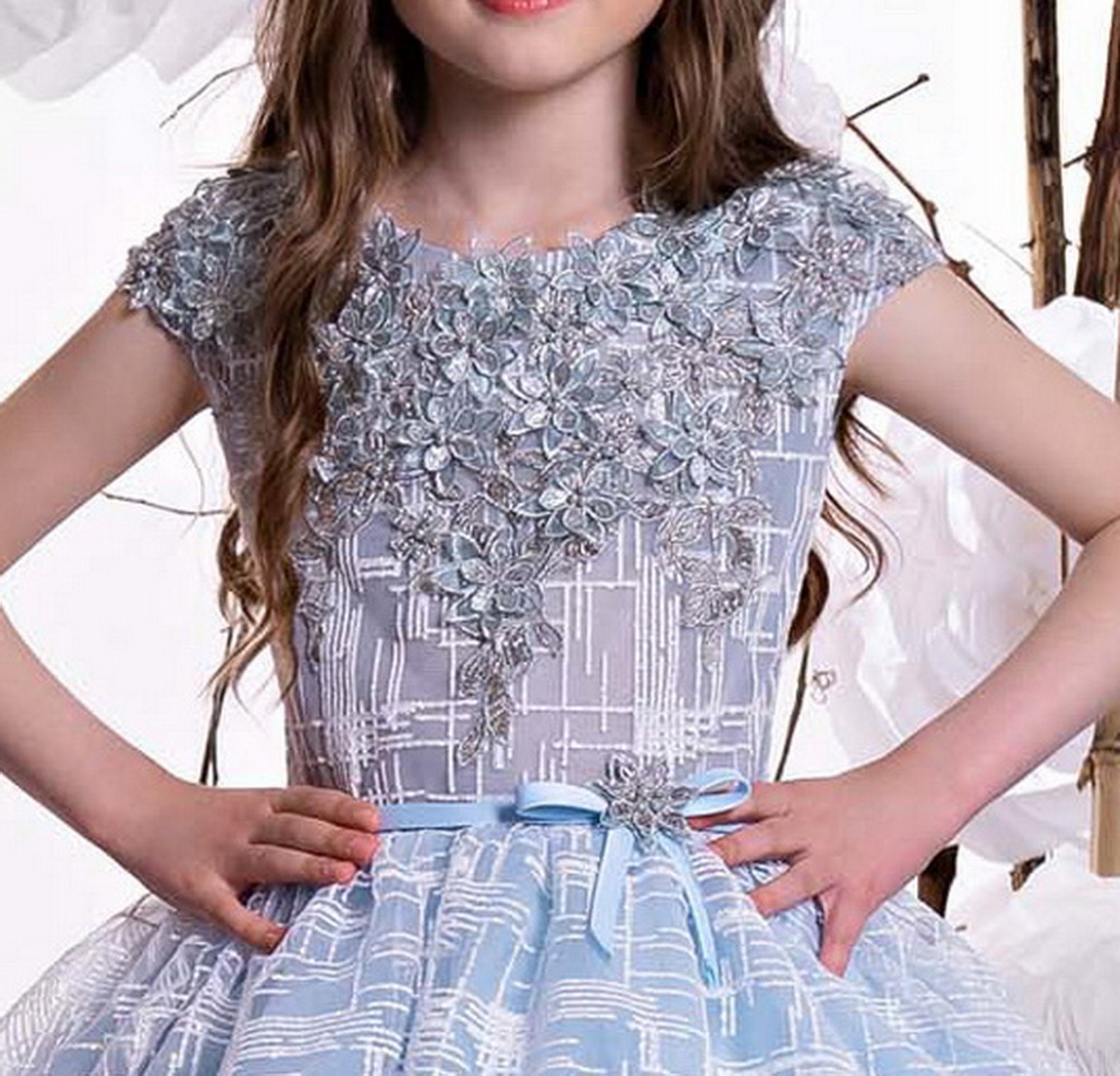 Lace Flower Girls Dress With Floral Guipure in 3D Daisies and - Etsy