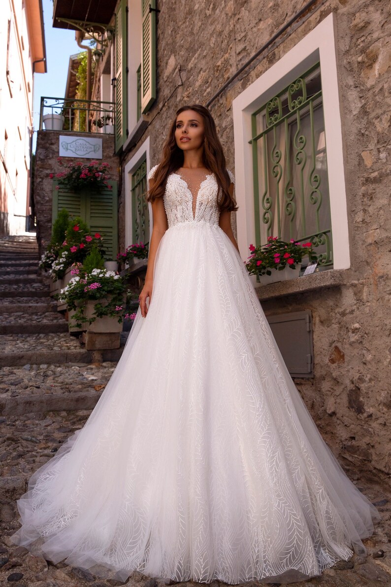 Favorite Wedding Dress With Beadwork and Crystal. Couture Etsy