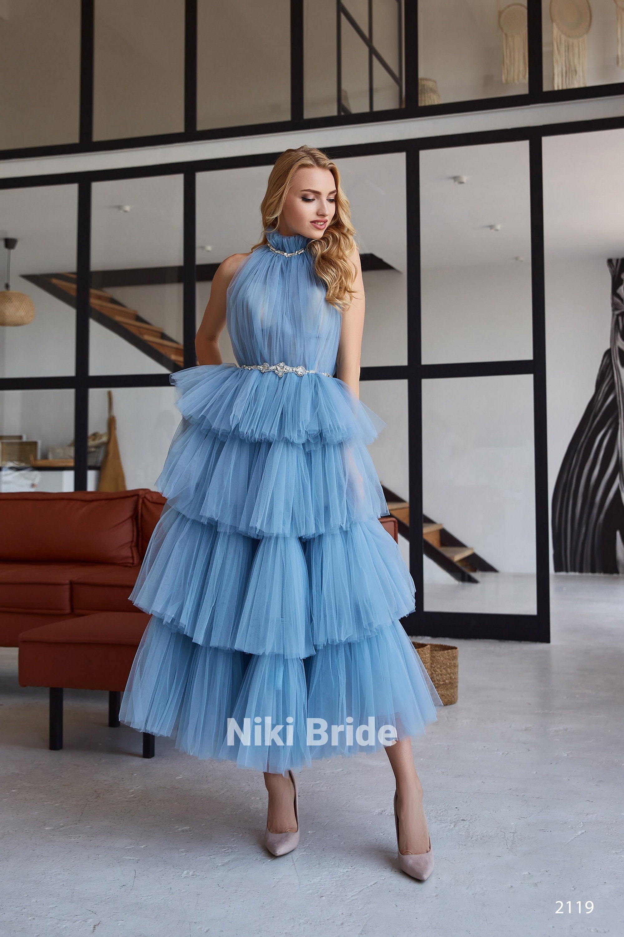 ameri JACQUARD LAYERED TULLE DRESS ghslimited.net