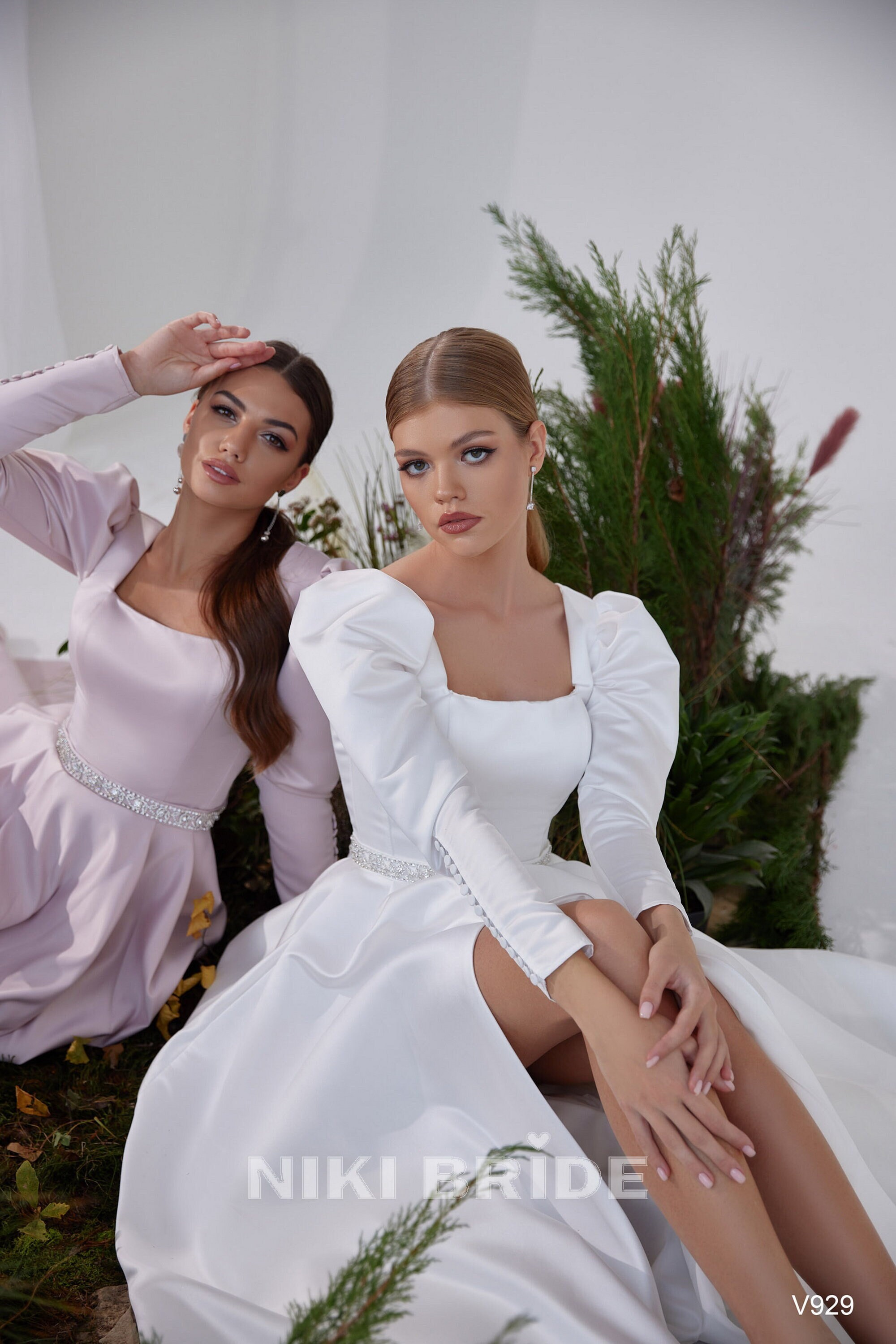 Satin Dress With Long Sleeves and 