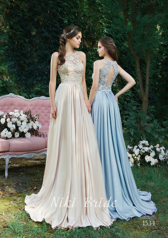 Satin Evening Dress With an American 