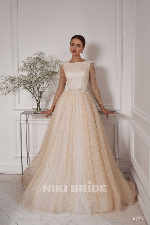 Starlight Glitter Tulle Dress With Long 