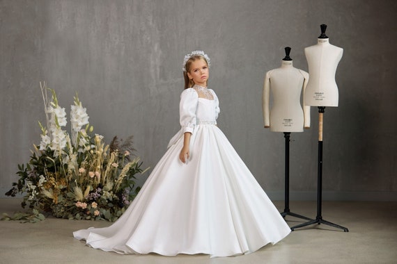 Winter White Communion Dress. Beautiful Communion Dress With