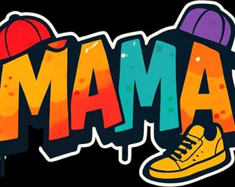 Gedurfde 'mama'-graphic in streetwear-stijl met graffitivibes: png
