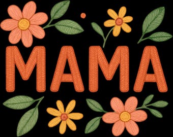 Charmante handgestikte 'MAMA'-ontwerpafbeeldingen: png