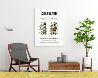 Spinal Subluxation Poster, Chiropractic Office Poster, Nerve Pressure, Chiropractor Education, Graduation Chiro Gift, Vertebrae Art