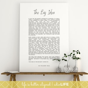 Big Idea, Chiropractor Canvas Wall Art, BJ Palmer Quote, Canvas Poster, Gift for Chiro or New Grad
