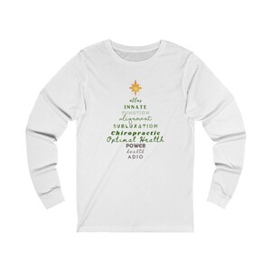 Comfy Chiropractic Christmas Tree Long Sleeve Tee, Perfect gift for a Chiropractor or Student, Red & White, Holiday Gift for Chiropractor