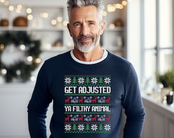 Holiday Sweater for Chiropractor, Get Adjusted Ya.... Fun Christmas Sweatshirt for Chiropractic Assistant, DC Student or Chiro