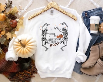 NEW! Subluxations are Spooky Chiropractic Sweater, Halloween Chiro Sweatshirt, Fall Gift for Chiro Student, Crewneck