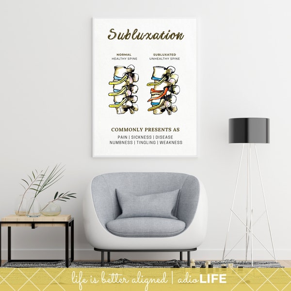 Subluxation Chart, Chiropractic Office Poster, Spinal Nerve Pressure, Chiropractor Education, Graduation Gift, Spinal Misalignment, Brown