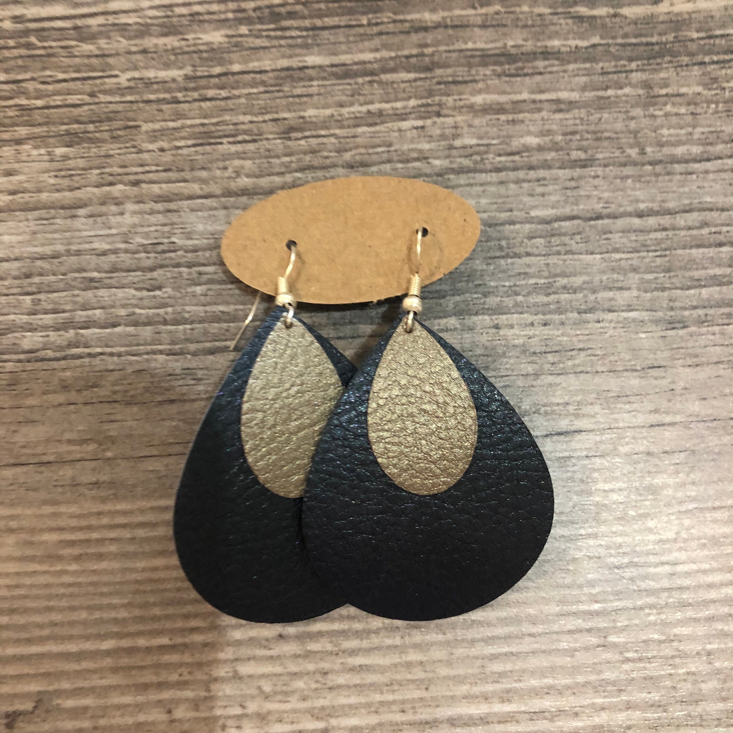 Black and Gold Teardrop Earring Etsy