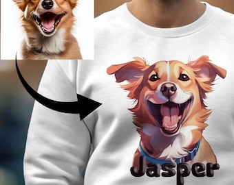 Personalized Cartoon Pet Portrait T-shirt, Custom Dog Tee