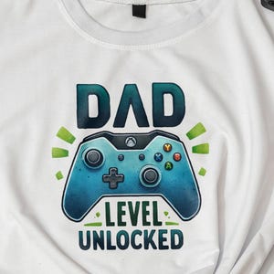 Dad Level Unlocked Gamer Shirt Video Game Dadcore Graphic Tee for Gaming Fathers