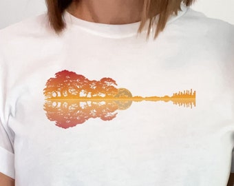 Natur-Gitarren-T-Shirt, Musiker-T-Stück, Country-Musik-Gitarrist