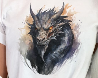 Watercolor Dragon T-Shirt, Mythical Fantasy Gift