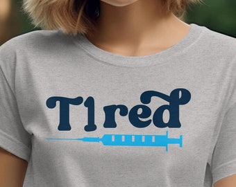 T1D T1red おもしろシャツ、糖尿病啓発Tシャツ