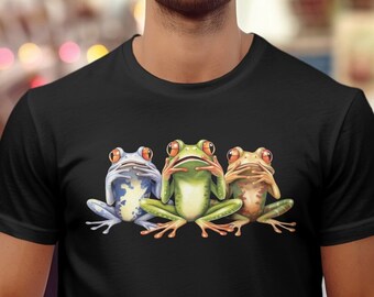 Hear See Speak No Evil Frogs T-Shirt - Funny Animal Graphic Tee