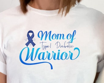 Mom of Diabetes Warrior Shirt, Diabetes Awareness Shirt, Diabetes Month Shirt, T1D Blue Ribbon Tee, Diabetes Support, Gift For Diabetic