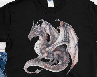 Grey Dragon Wings T-Shirt, Mythical Fantasy Gift