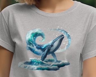 クジラの歌Tシャツ、海の波、インディーズファッション