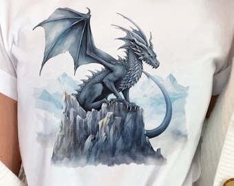 Watercolor Dragon T-Shirt, Mythical Fantasy Gift