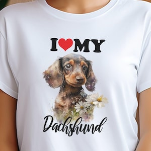 I Love My Dachshund Tee - Cute Weiner Dog Shirt, Perfect Gift for Dachshund Lovers, Adorable Sausage Dog Graphic Top