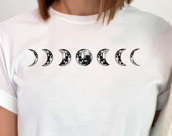 Camiseta gráfica con fases lunares – Camiseta del ciclo lunar celestial
