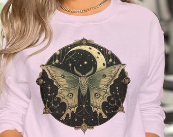 Luna Moth Celestial T-Shirt, Cottagecore Goblincore Witchy Style