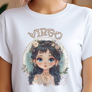 Cute Cartoon Virgo Zodiac T-Shirt – Adorable and Fun Astrology Design for Virgo Lovers, Horoscope Enthusiasts, and Zodiac Fans,