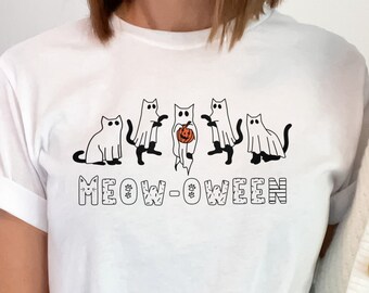 Meow-oween Ghost Cat T-Shirt | Halloween Tee