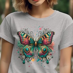 Butterfly Graphic T-Shirt,  Colourful Butterfly Gift T-shirt, Boho Tshirt, Colourful Butterfly Tee, Gift For Her, Butterfly Lover T shirt,