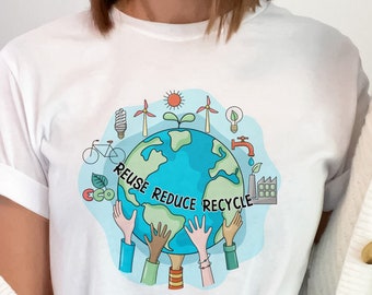 Reuse Reduce Recycle T-Shirt, Earth Day Tee, Environmental Gift