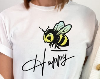 Bee Happy T-Shirt, Positive Honey Bee Graphic Tee