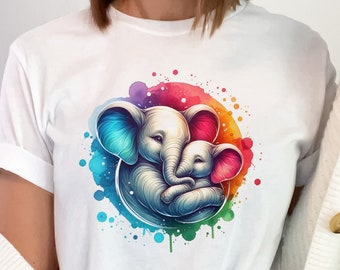 Decorated Watercolour Elephant Love Shirt, Elephant T-Shirt, Elephant Love Gift, Elephant TShirt, Elephant Mandala Tee, Elephant Lover Tee,