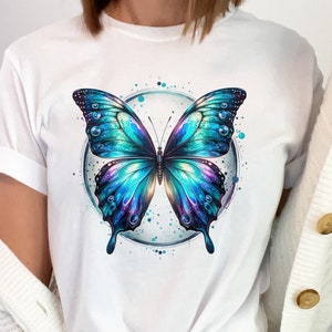 Colourful Butterfly Gift T-shirt, Butterfly Graphic T-Shirt, Boho Tshirt, Colourful Butterfly Tee, Gift For Her, Butterfly Lover T shirt,