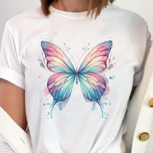 Pastel Butterfly Gift T-shirt, Butterfly Graphic T-Shirt, Boho Tshirt, Cute Pastel Butterfly Tee, Gift For Her, Butterfly Lover T shirt,