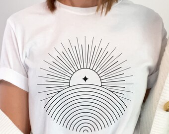 Celestial Sunburst Graphic T-Shirt, Witchy Boho Tee