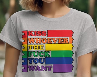 Pride Month Shirt | Kiss Whoever You Want Rainbow Graphic