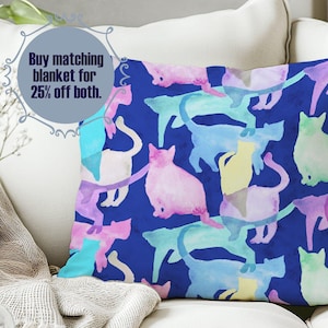 Colorful Cats Pillow - Fun and Vibrant Cushion with Playful Cat Print, Perfect for Cat Lovers, Animal Enthusiasts, and Unique Home Decor