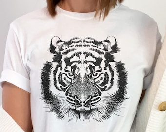 T-shirt à motif tigre T-shirt femme vintage T-shirt jungle tropicale