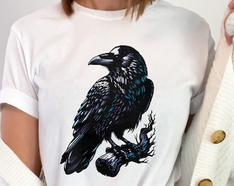 Black Raven Bird T-Shirt, Gothic Crow Lover Tee