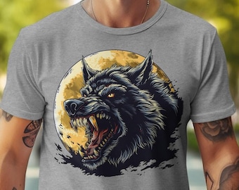 Horror Werewolf T-Shirt, Gothic Full Moon Monster Tee