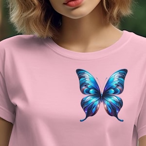 Blue Butterfly Graphic T-Shirt - Colorful Nature-Inspired Design for Butterfly Lovers - Perfect for Casual Wear and Gifts