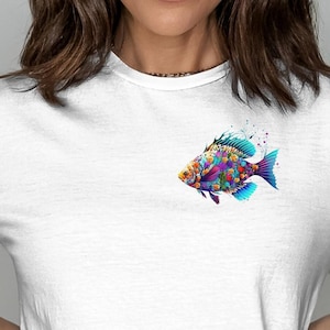 Fish Lover Shirt, Fish Addict Tee, Gift for Fish Lover, Blue Fish t-shirt, Modern Art Fish T Shirt, Fish shirt, Fish Art tshirt, Fish gift